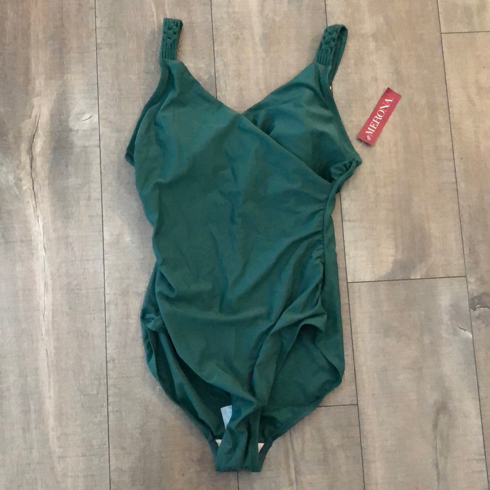 Forest green one piece bathing suit